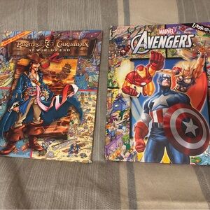 Look and Find: Pirates of the Caribbean and Avengers hardcover activity books